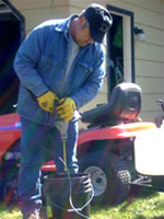 Mixing the asphalt sealer